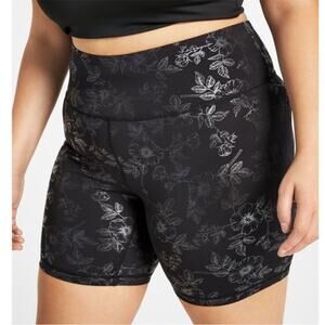 I.N.C. International Concepts black Floral Compression Bike Shorts